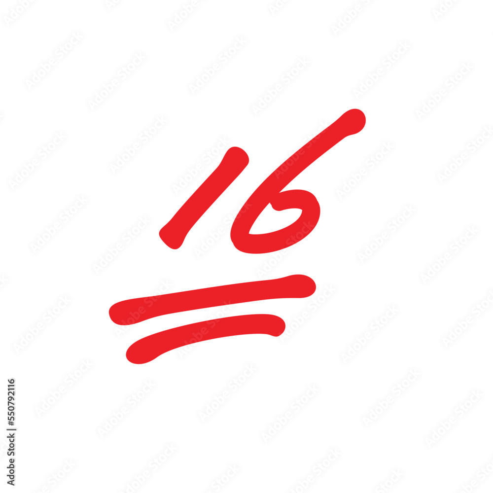 16 points exam score, sixteen points grade results, vector illustration 16 points exam score, sixteen points grade results, vector illustration