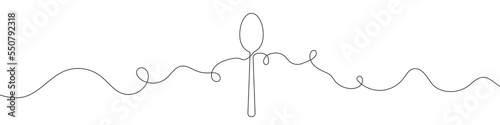 Spoon shape in continuous line drawing style. Line art of spoon silhouette. Vector illustration. Abstract background