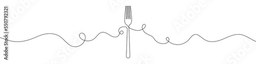 Fork shape in continuous line drawing style. Line art of fork silhouette. Vector illustration. Abstract background photo