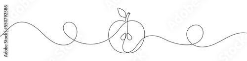 Apple sign in continuous line drawing style. Line art of apple icon. Vector illustration. Abstract background