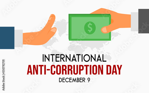 INTERNATIONAL ANTI-CORRUPTION DAY CONCEPT AND DESIGN, SUITABLE FOR BANNER, POSTER, STICKER, AND MANY MORE. A CAMPAIGN TO STOP CORRUPTION