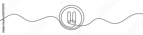 Pause icon in continuous line drawing style. Line art of pause button. Vector illustration. Abstract background