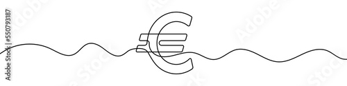 Euro currency symbol in continuous line drawing style. Line art of euro currency symbol. Vector illustration. Abstract background