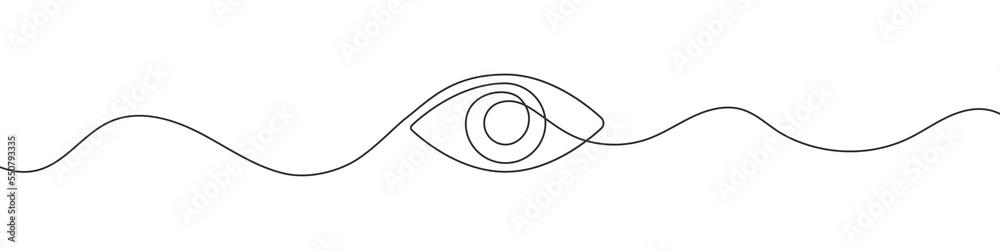 Eye sign in continuous line drawing style. Line art of human eye sign. Vector illustration. Abstract background - obrazy, fototapety, plakaty 