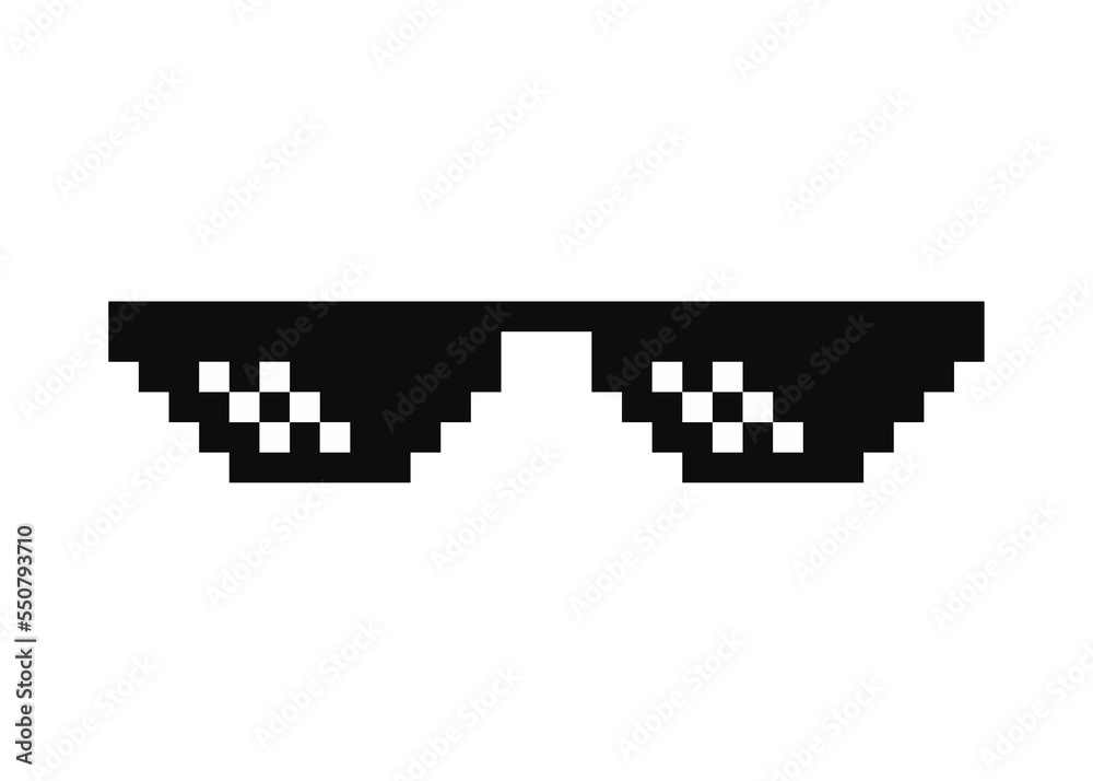 Pixel glasses in black and white color. Thug life symbol glasses in pixel  art style. Pixel glasses icon on transparent background Stock Illustration  | Adobe Stock
