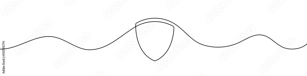 Shield in continuous line drawing style. Line art of a shield. Vector illustration. Abstract background Shield in continuous line drawing style. Line art of a shield. Vector illustration. Abstract background