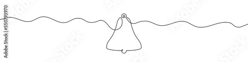 Christmas bell icon in continuous line drawing style. Line art of bell icon. Vector illustration. Abstract background