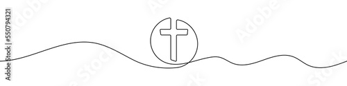 Church logo in continuous line drawing style. Line art of the church logo. Vector illustration. Abstract background