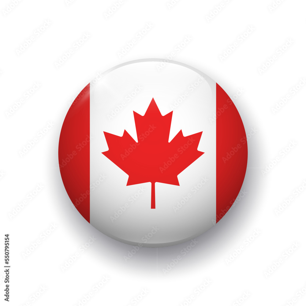 Realistic glossy button with flag of Canada. 3d vector element with shadow underneath. Best for mobile apps, UI and web design. Realistic glossy button with flag of Canada. 3d vector element with shadow underneath. Best for mobile apps, UI and web design.