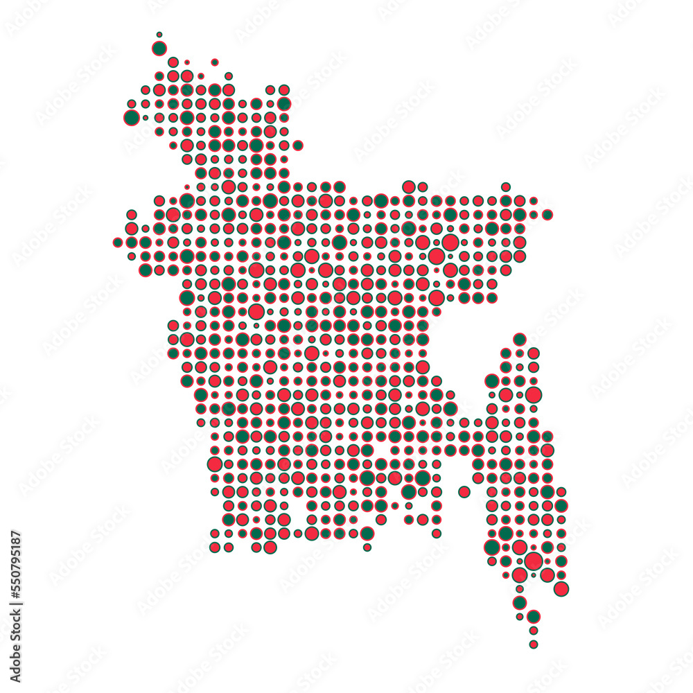Obraz premium Bangladesh Silhouette Pixelated pattern map illustration
