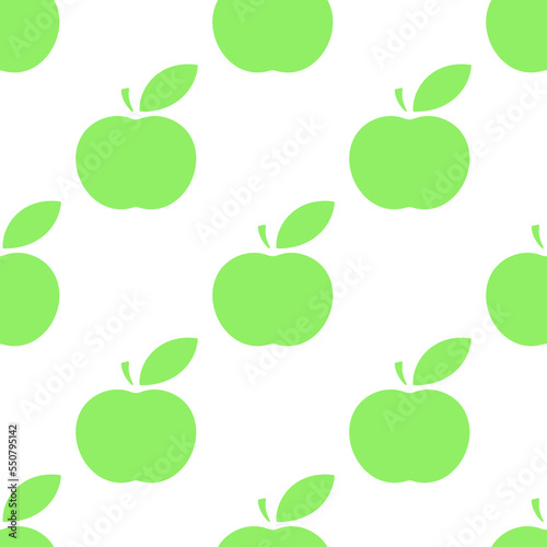 Apples vector seamless pattern. Green vector flat silhouettes on white background. Best for textile, wallpapers, home decoration, wrapping paper, package and web design.