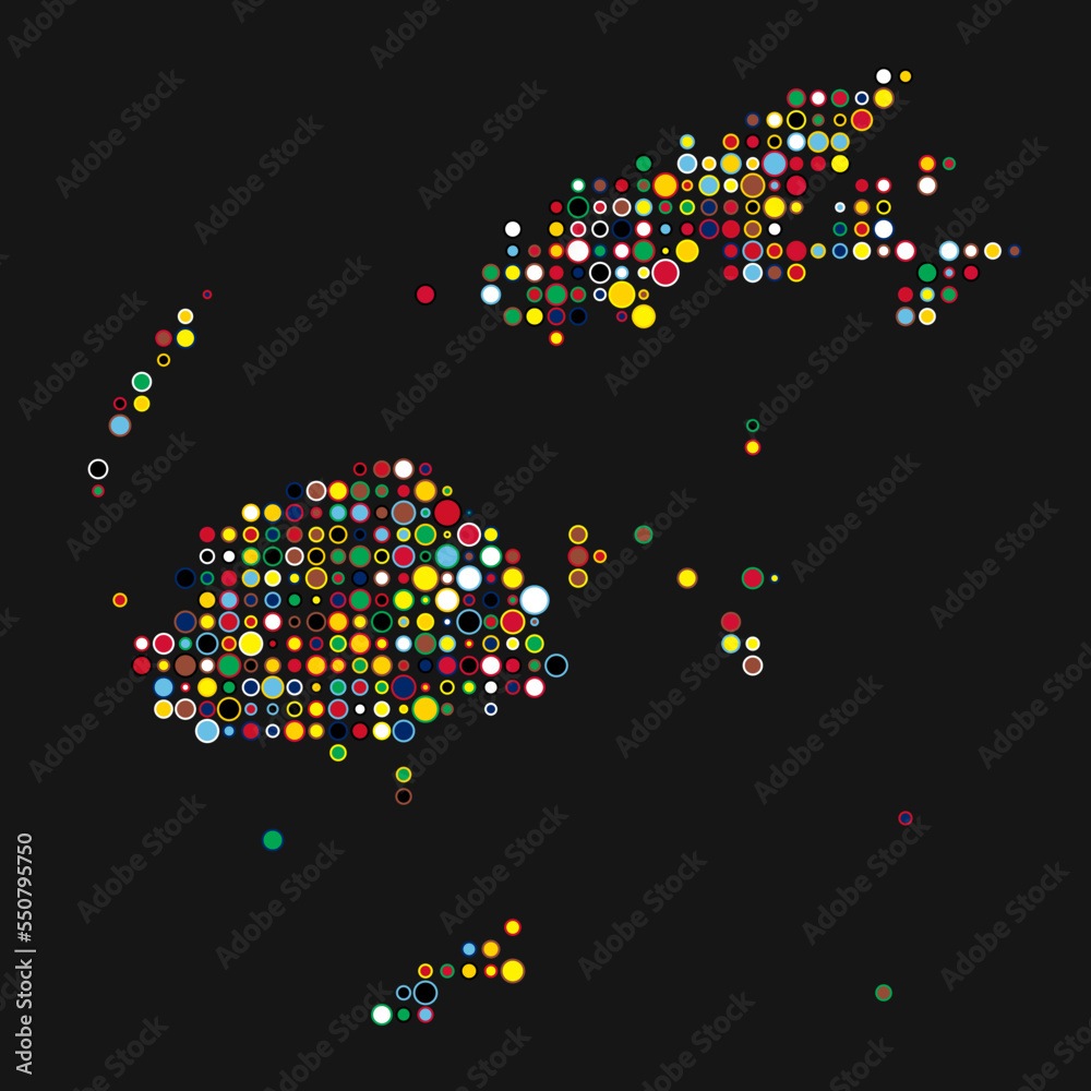 Fiji Silhouette Pixelated pattern map illustration