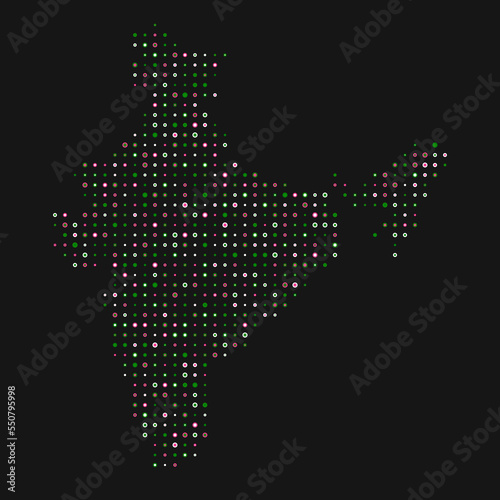 India Silhouette Pixelated pattern map illustration