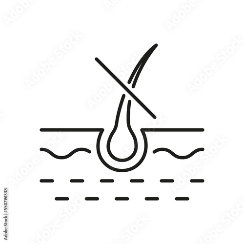 Hair Cut Line Icon. Damaged Hair Follicle Linear Pictogram. Trichology Problem, Human Dermatology Hair Disease Outline Icon. Prevention Hair Loss. Editable Stroke. Isolated Vector Illustration