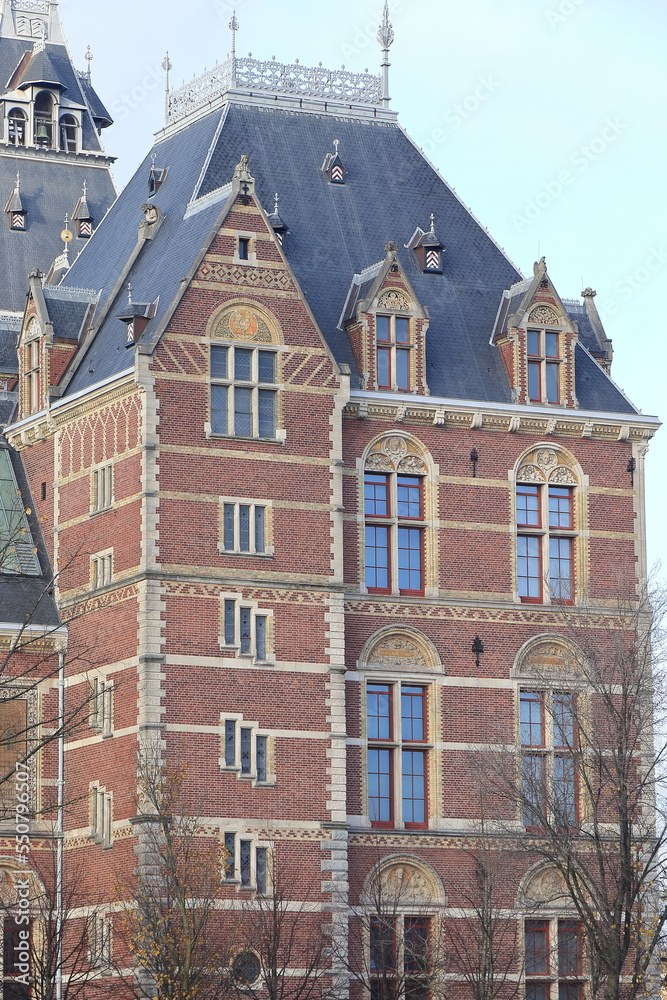 Amsterdam Rijksmuseum Building Exterior Detail, Hobbemakade Street Side View, Netherlands