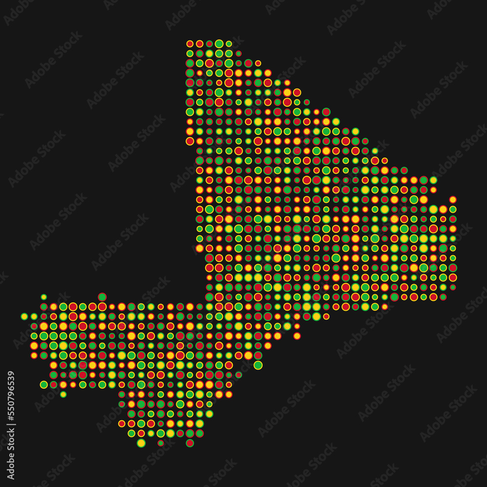 Mali Silhouette Pixelated pattern map illustration