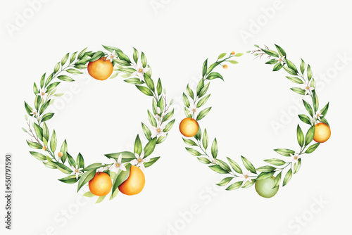hand drawn floral bouquet orange fruit design