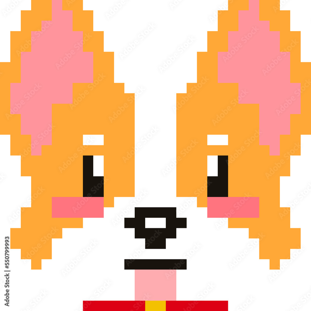 Obraz premium Pixel Art Corgi Cute Cartoon
