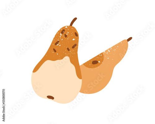 Baked caramelized pear. Sweet fruit dessert with caramel, honey, winter spice...