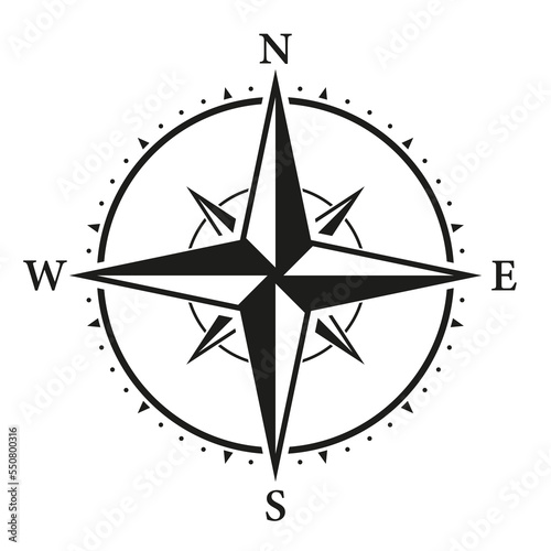 Compass Map Silhouette Icon. Rose Wind Navigation Retro Equipment Glyph Pictogram. Adventure Direction Arrow to North South West East Orientation Navigator Modern Sign. Isolated Vector Illustration
