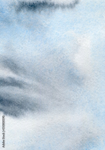 Hand drawn watercolor background in blue and grey colors