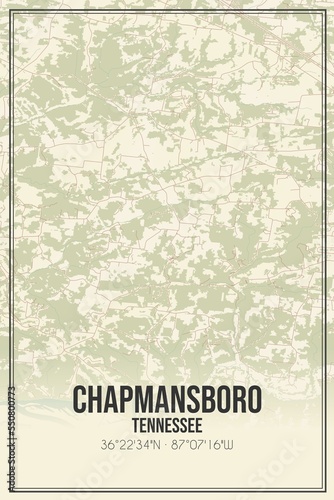 Retro US city map of Chapmansboro, Tennessee. Vintage street map. photo