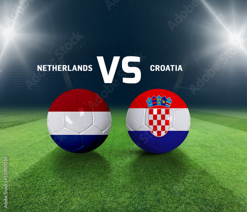 Soccer matchday template. Netherlands vs Croatia Match day template. 3d rendering