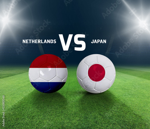 Soccer matchday template. Netherlands vs Japan Match day template. 3d rendering