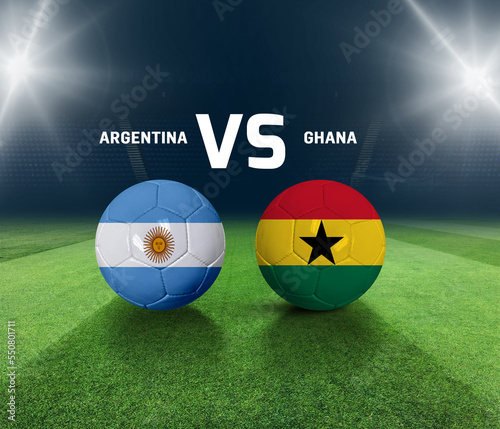 Soccer matchday template. Argentiina vs Ghana Match day template. 3d rendering