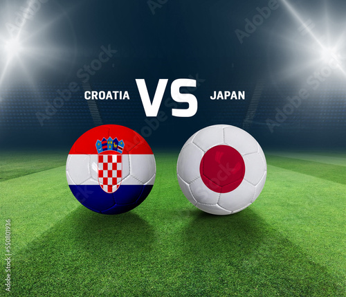 Soccer matchday template. Croatia vs Japan Match day template. 3d rendering 