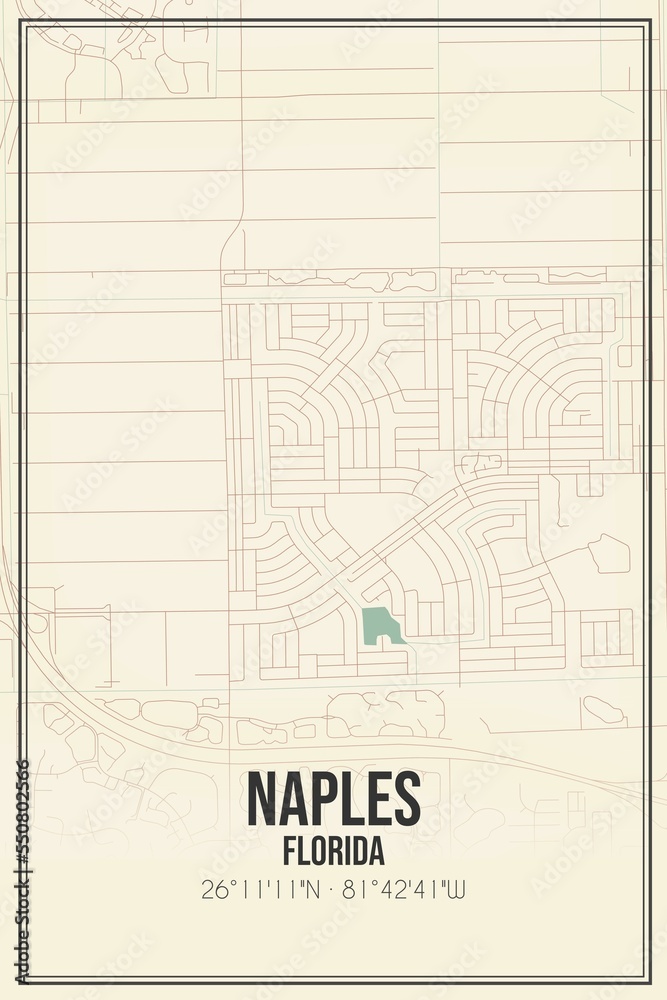 custom made wallpaper toronto digitalRetro US city map of Naples, Florida. Vintage street map.