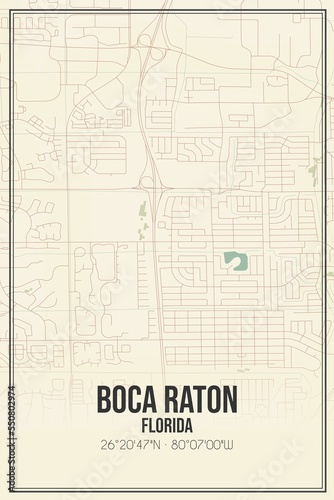 Wallpaper Mural Retro US city map of Boca Raton, Florida. Vintage street map. Torontodigital.ca
