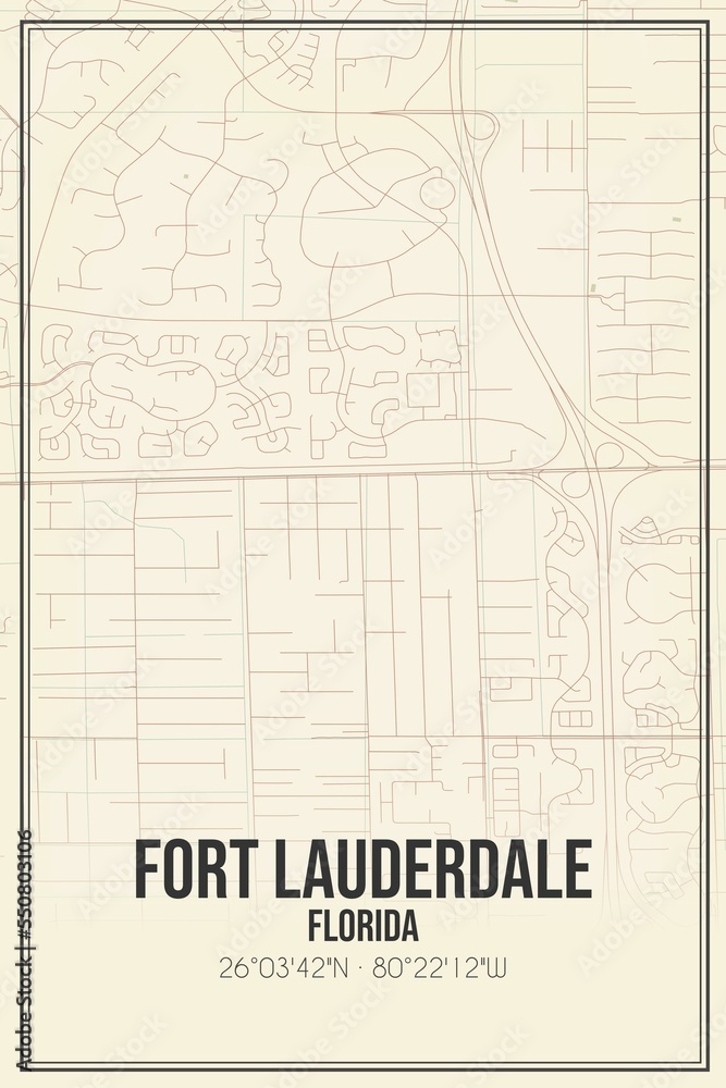 Retro US city map of Fort Lauderdale, Florida. Vintage street map. Retro US city map of Fort Lauderdale, Florida. Vintage street map.