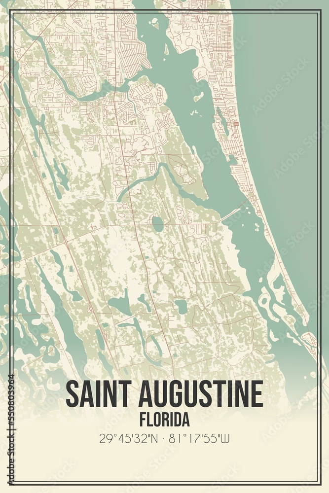 Fototapeta premium Retro US city map of Saint Augustine, Florida. Vintage street map.