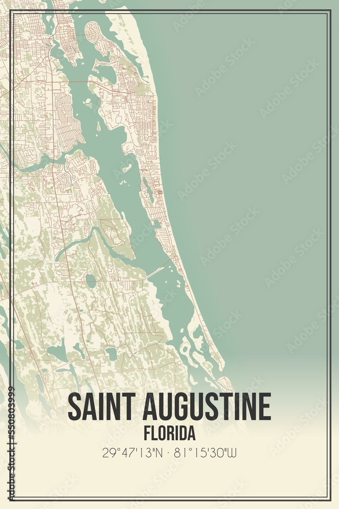 Fototapeta premium Retro US city map of Saint Augustine, Florida. Vintage street map.