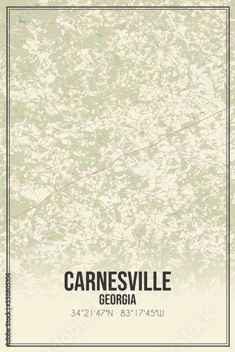 Obraz na płótnie Retro US city map of Carnesville, Georgia. Vintage street map. w salonie