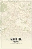 Retro US city map of Marietta, Georgia. Vintage street map.