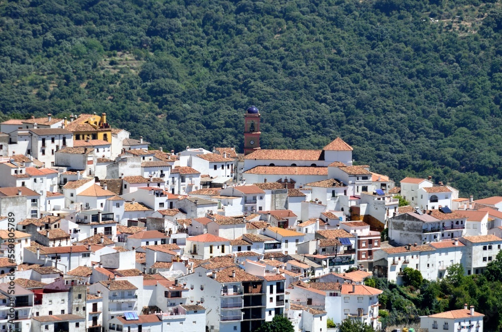 Vistas de Algatocín desde el mirador del Valle del Genal en Málaga, Andalucía, España
