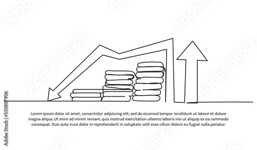Simple continuous line design of stressed young businessman. Decrease in business profits, work pressure. Decorative elements drawn on a white background.