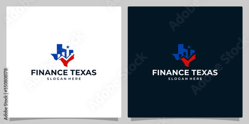 Texas state map logo design template with financial investment chart graphic design illustration. icon, symbol, creative.