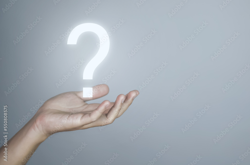 businessman hand showing a question mark icon businessman hand showing a question mark icon