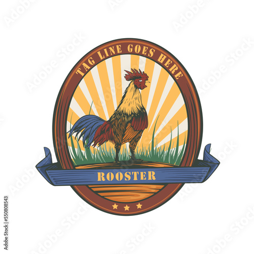 hand drawn Rooster vintage logo
