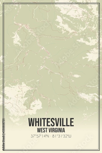 Retro US city map of Whitesville, West Virginia. Vintage street map. photo