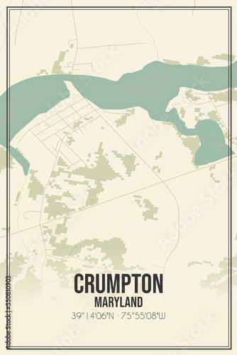 Retro US city map of Crumpton  Maryland. Vintage street map.