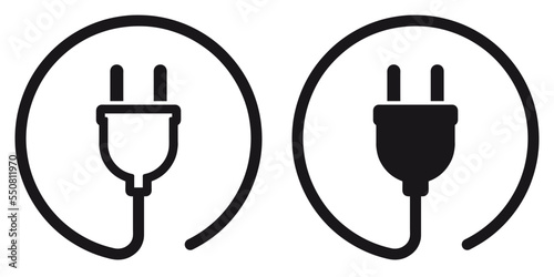 ofvs245 OutlineFilledVectorSign ofvs - electric plug with cable vector icon . isolated transparent . outline and filled version . AI 10 / EPS 10 . g11585 photo