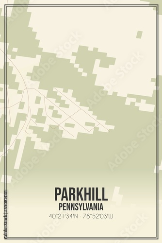 Retro US city map of Parkhill, Pennsylvania. Vintage street map. photo