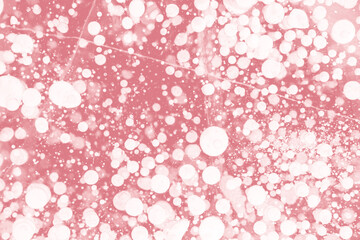 Foto auf Acrylglas Pantone 2023 Viva Magenta Bubbles frozen in winter ice of lake Baikal, abstract background magenta viva  © Parilov
