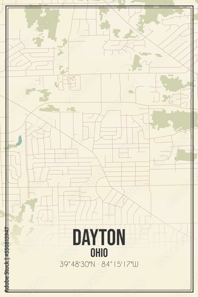 Fototapeta premium Retro US city map of Dayton, Ohio. Vintage street map.