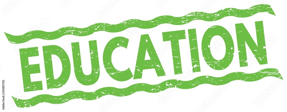 EDUCATION text on green lines stamp sign.