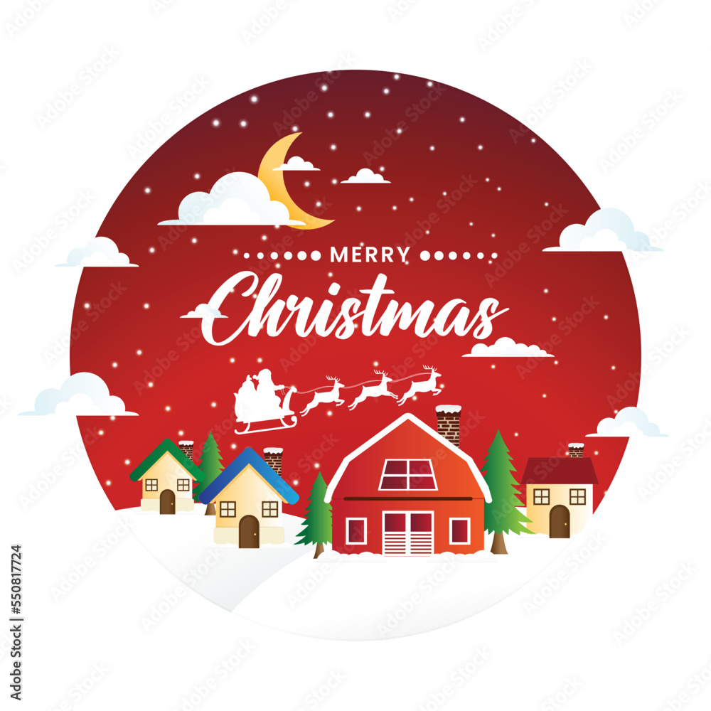 Christmas winter landscape. Christmas festive poster design